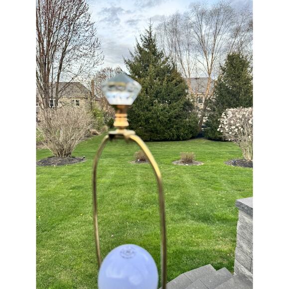 Vintage MCM Hollywood Regency Clear Cut Crystal Glass Brass Table Lamp 37” Tall - Picture 7 of 15